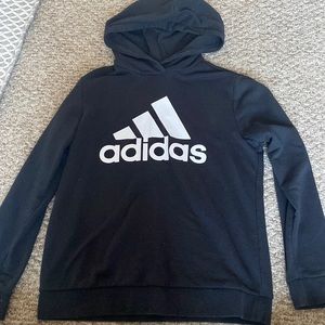 Girls, black adidas hoodie